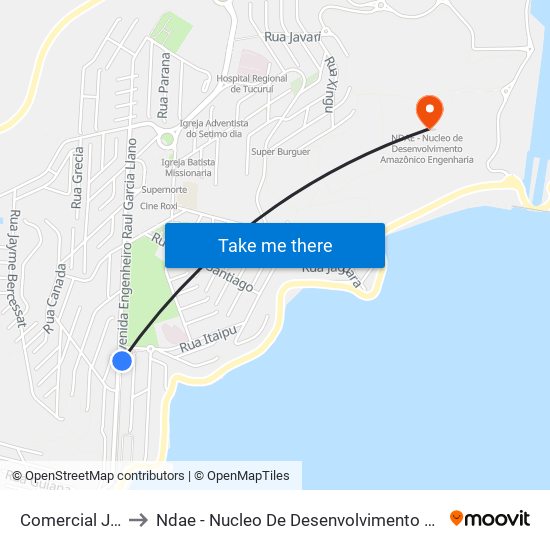 Comercial Jumbinho to Ndae - Nucleo De Desenvolvimento Amazônico Engenharia map