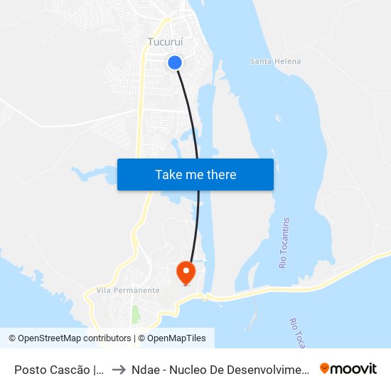 Posto Cascão | Sentido Leste to Ndae - Nucleo De Desenvolvimento Amazônico Engenharia map