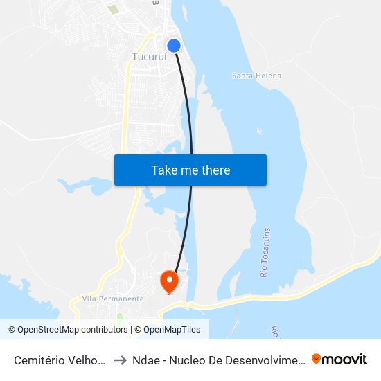 Cemitério Velho | Sentido Norte to Ndae - Nucleo De Desenvolvimento Amazônico Engenharia map