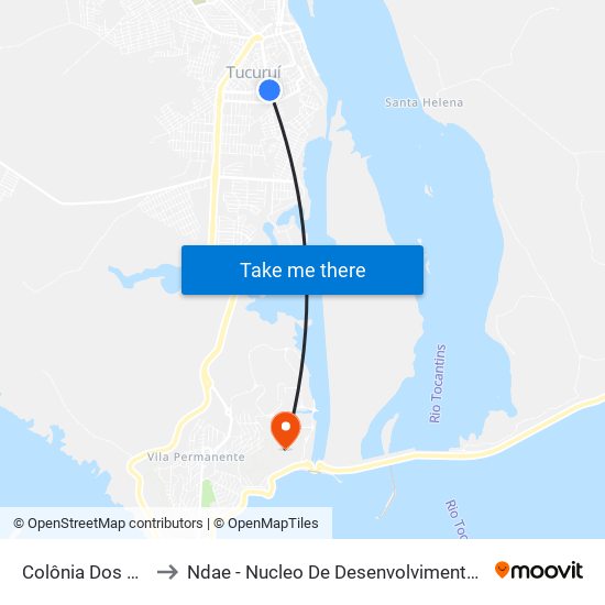 Colônia Dos Pescadores to Ndae - Nucleo De Desenvolvimento Amazônico Engenharia map