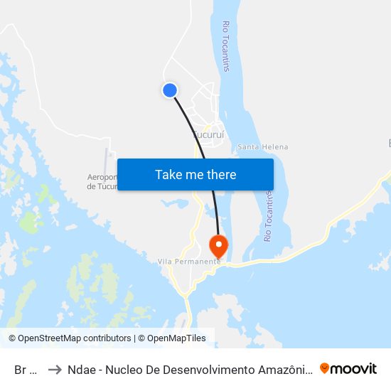 Br 422 to Ndae - Nucleo De Desenvolvimento Amazônico Engenharia map