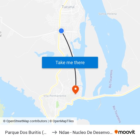 Parque Dos Buritis (Michel Dib Tachy Com Rua 1) to Ndae - Nucleo De Desenvolvimento Amazônico Engenharia map
