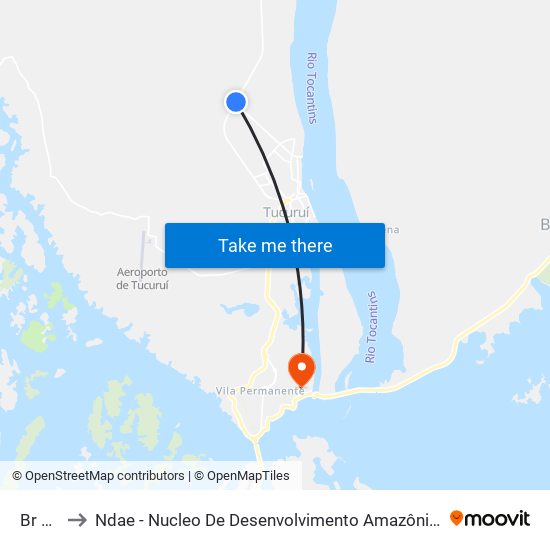 Br 422 to Ndae - Nucleo De Desenvolvimento Amazônico Engenharia map