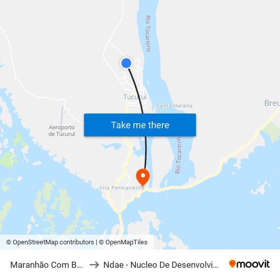 Maranhão Com Brasília | Sentido Sul to Ndae - Nucleo De Desenvolvimento Amazônico Engenharia map