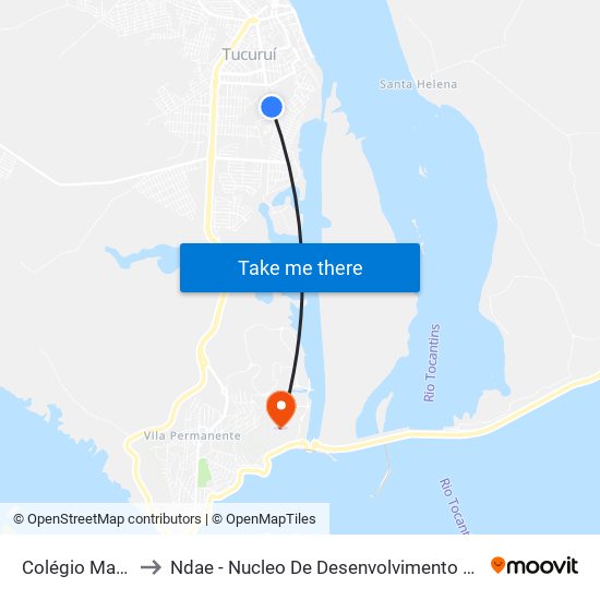 Colégio Maria Odete to Ndae - Nucleo De Desenvolvimento Amazônico Engenharia map