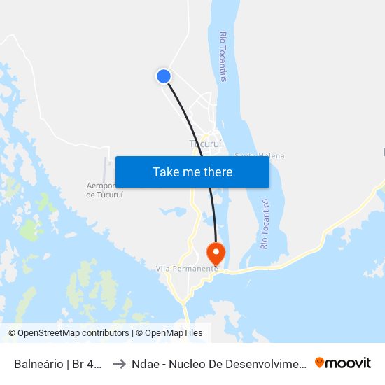 Balneário | Br 422 | Sentido Sul to Ndae - Nucleo De Desenvolvimento Amazônico Engenharia map