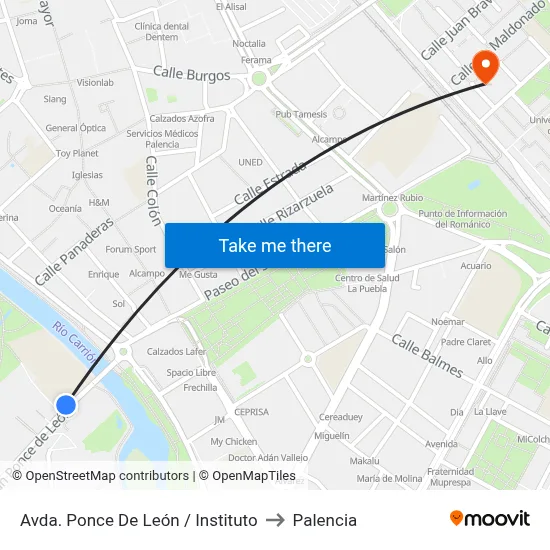 Avda. Ponce De León / Instituto to Palencia map