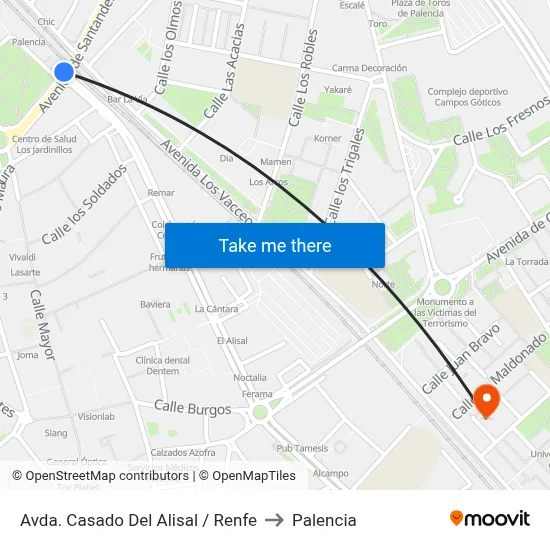 Avda. Casado Del Alisal / Renfe to Palencia map