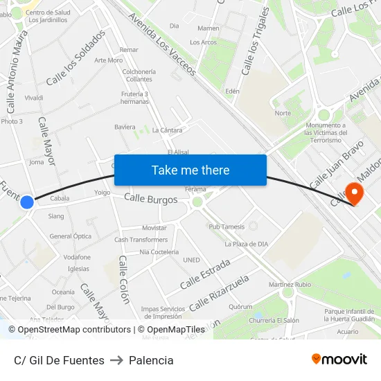 C/ Gil De Fuentes to Palencia map