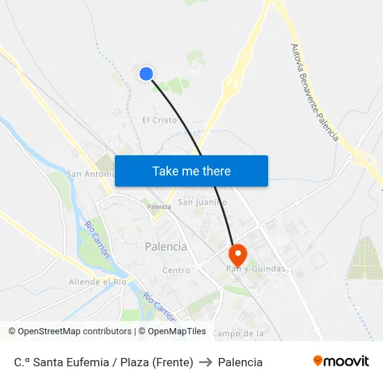 C.º Santa Eufemia / Plaza (Frente) to Palencia map