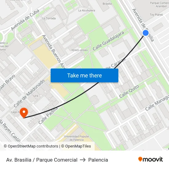 Av. Brasilia / Parque Comercial to Palencia map