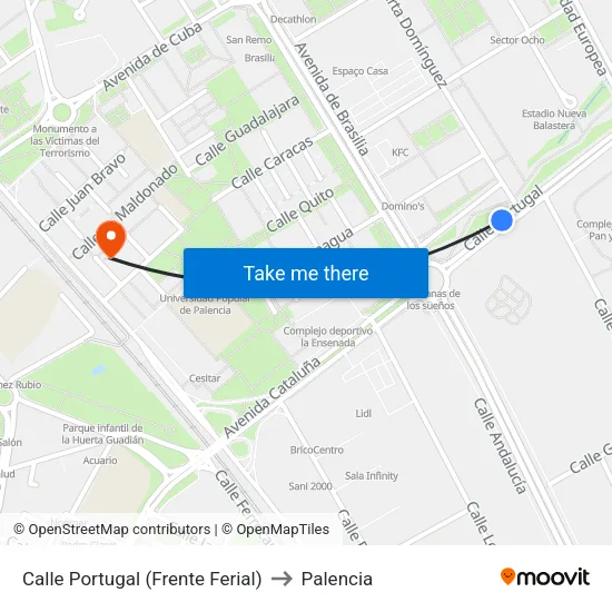 Av. Portugal / Ferial (Frente) to Palencia map