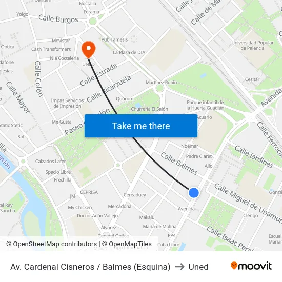 Av. Cardenal Cisneros / Balmes (Esquina) to Uned map