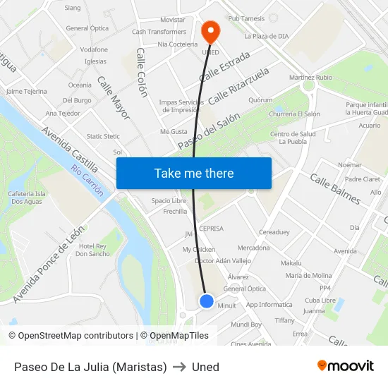 Paseo De La Julia (Maristas) to Uned map