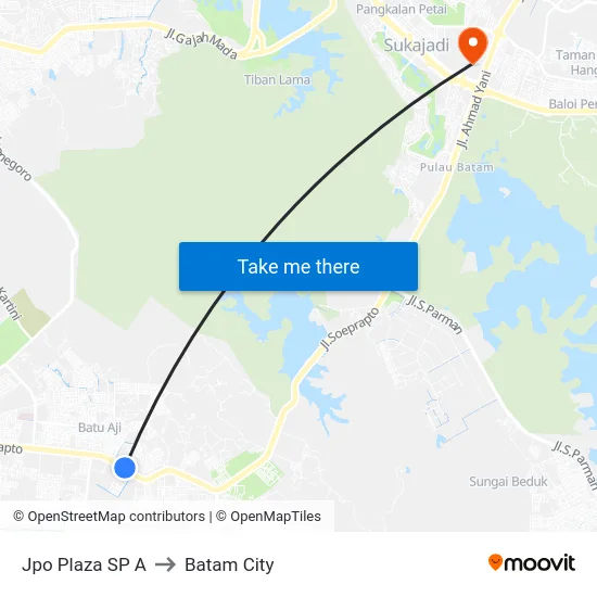 Jpo Plaza SP A to Batam City map