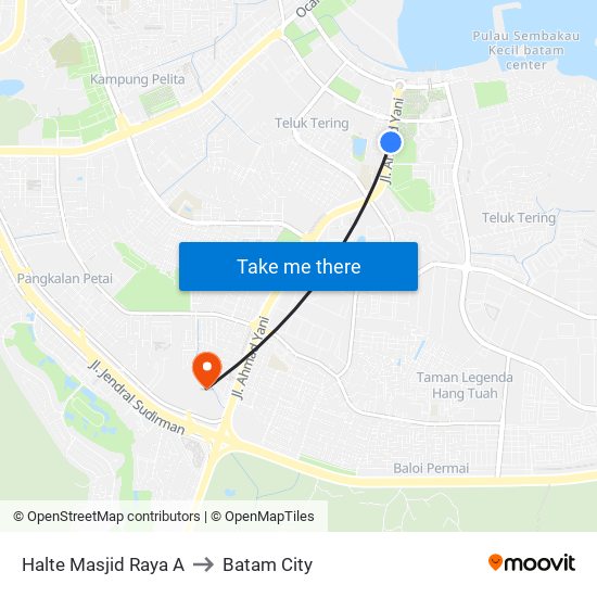 Halte Masjid Raya A to Batam City map