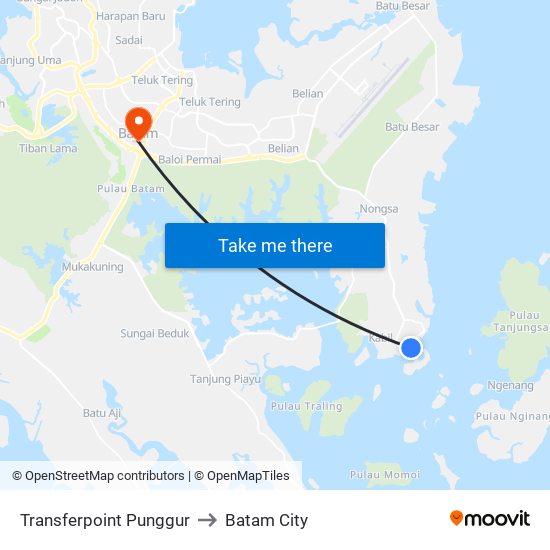 Transferpoint Punggur to Batam City map