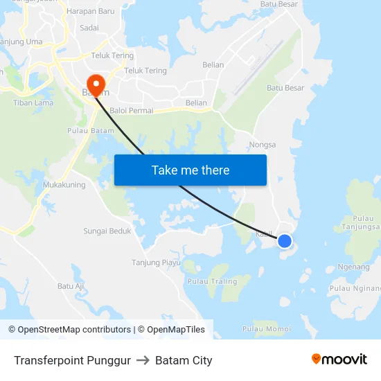 Transferpoint Punggur to Batam City map