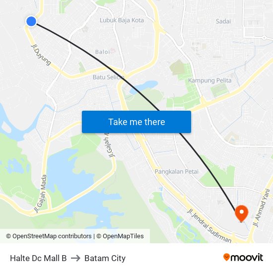 Halte Dc Mall B to Batam City map