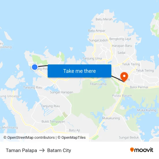 Taman Palapa to Batam City map