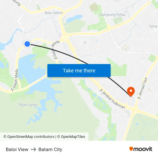 Baloi View to Batam City map