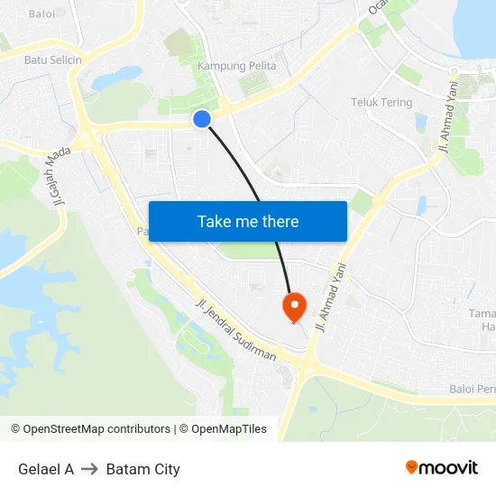 Gelael A to Batam City map