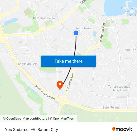 Yos Sudarso to Batam City map