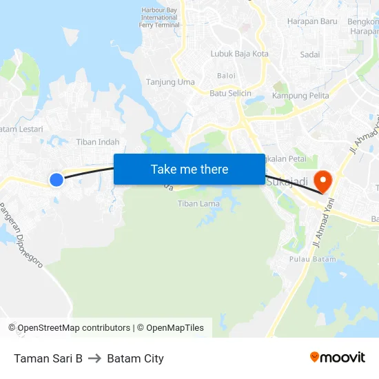 Taman Sari B to Batam City map