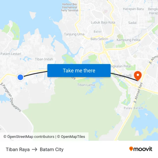 Tiban Raya to Batam City map