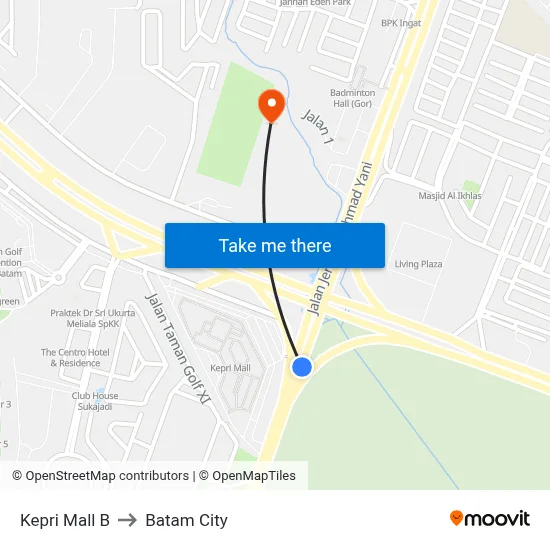 Kepri Mall B to Batam City map