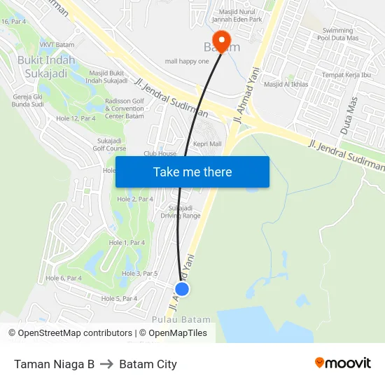 Taman Niaga B to Batam City map