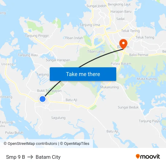 Smp 9 B to Batam City map