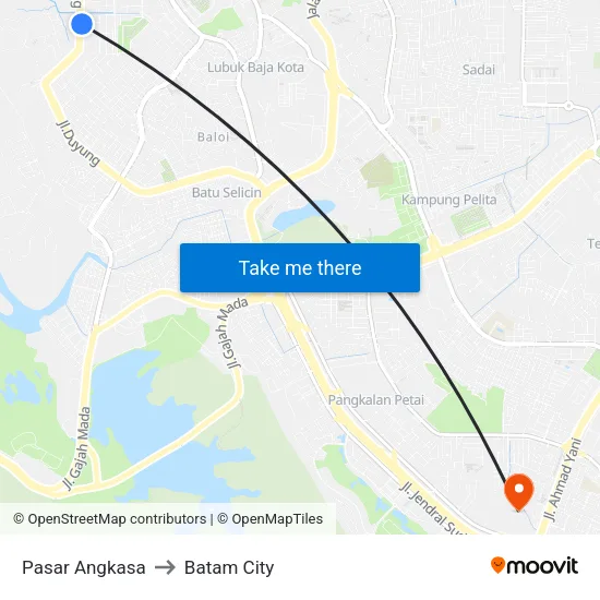 Pasar Angkasa to Batam City map