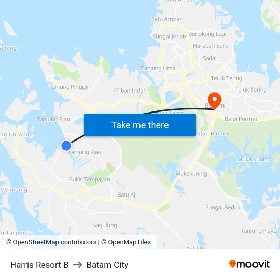 Harris Resort B to Batam City map