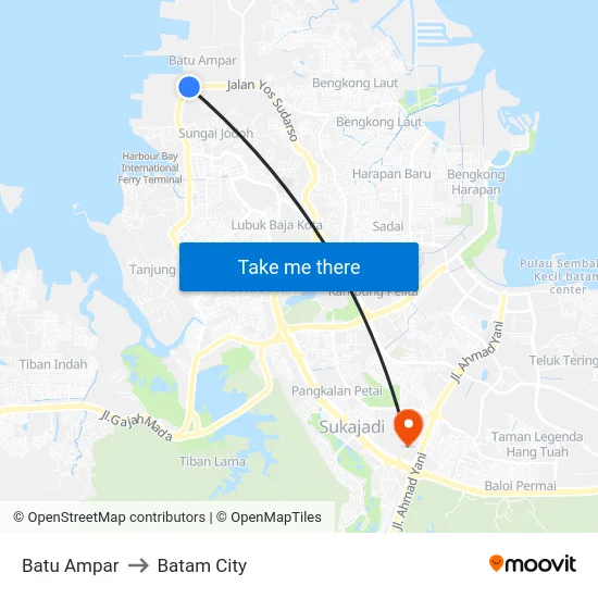 Batu Ampar to Batam City map