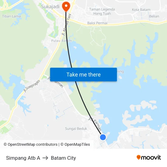 Simpang Atb A to Batam City map