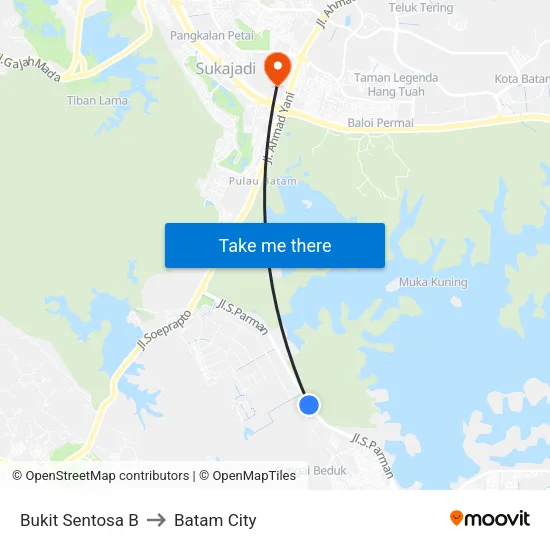 Bukit Sentosa B to Batam City map