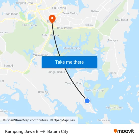 Kampung Jawa B to Batam City map