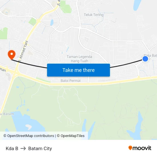 Kda B to Batam City map