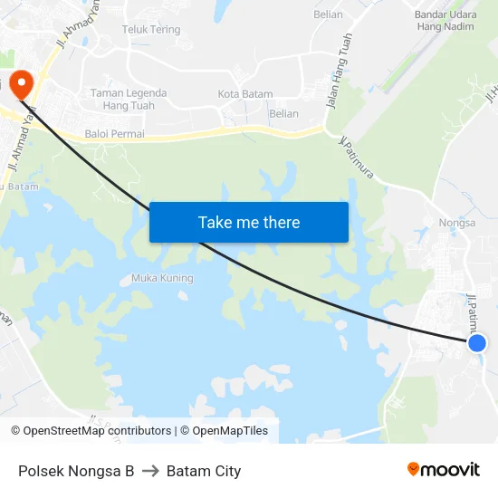 Polsek Nongsa B to Batam City map
