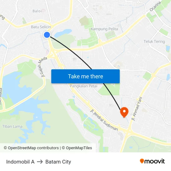 Indomobil A to Batam City map