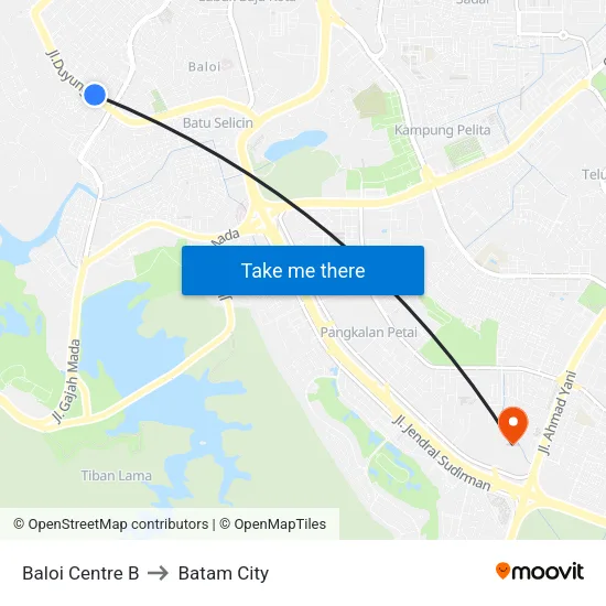 Baloi Centre B to Batam City map