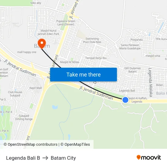Legenda Bali B to Batam City map
