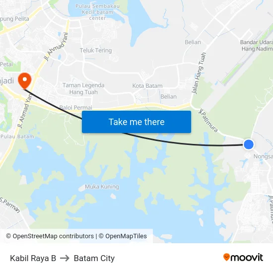 Kabil Raya B to Batam City map