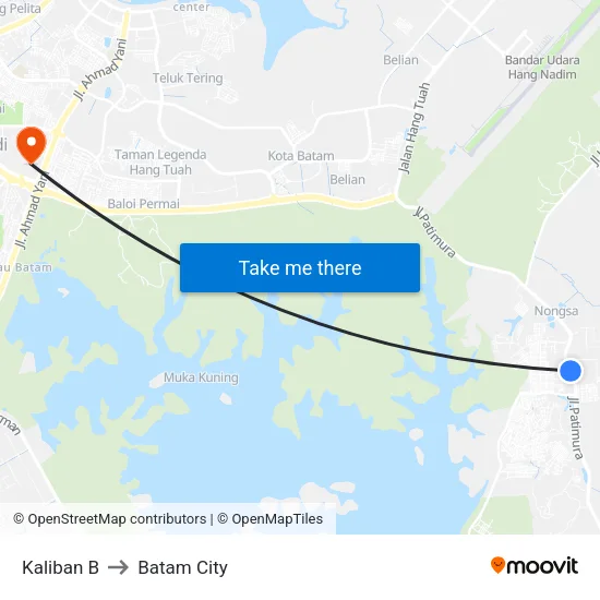Kaliban B to Batam City map