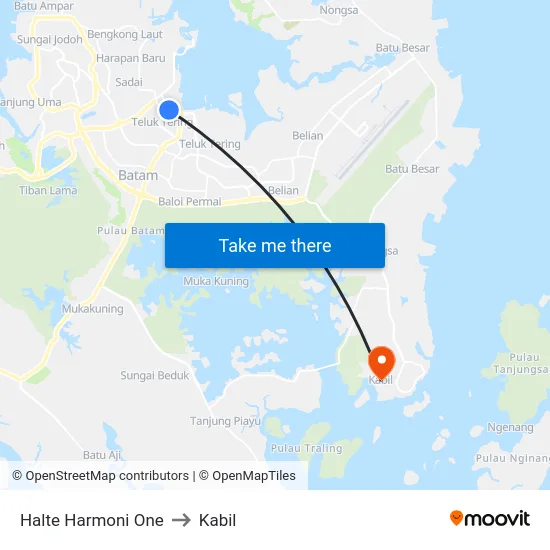 Halte Harmoni One to Kabil map