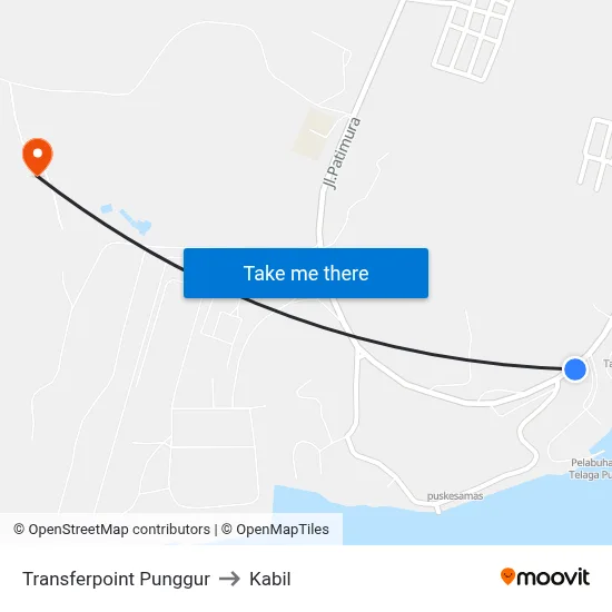 Transferpoint Punggur to Kabil map
