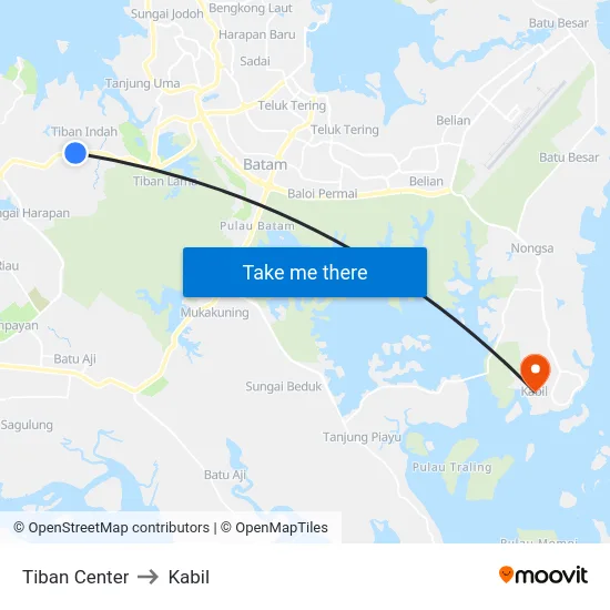 Tiban Center to Kabil map