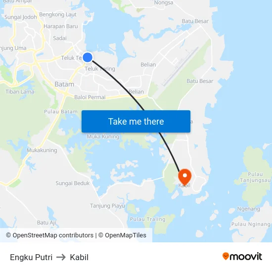 Engku Putri to Kabil map