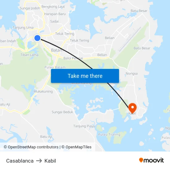 Casablanca to Kabil map